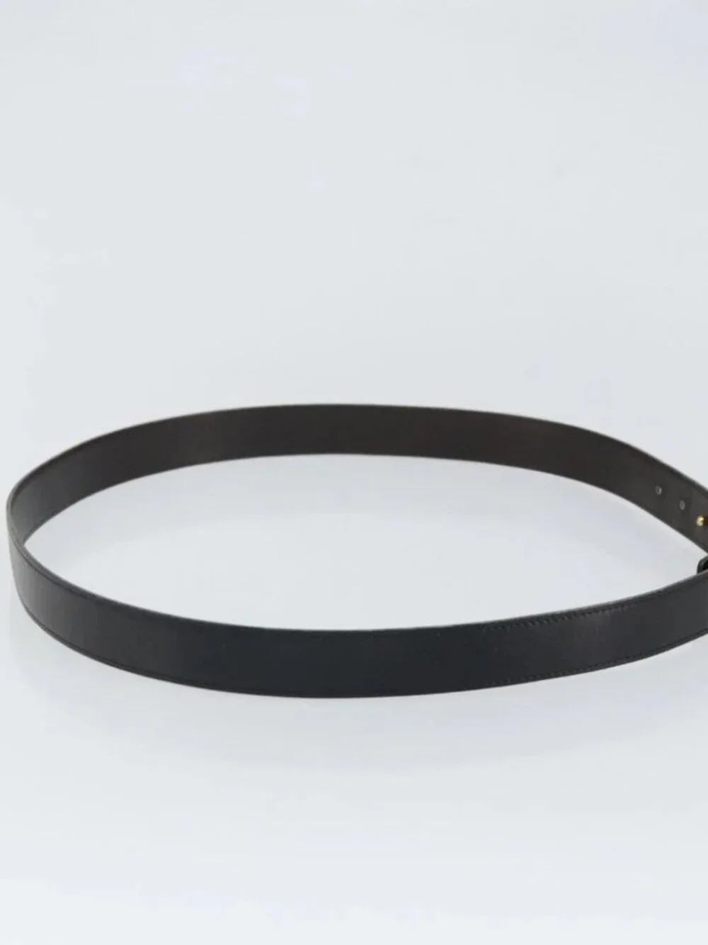 HERMES Belt Leather 44.5" Black Gold Auth - Picture 2 of 11